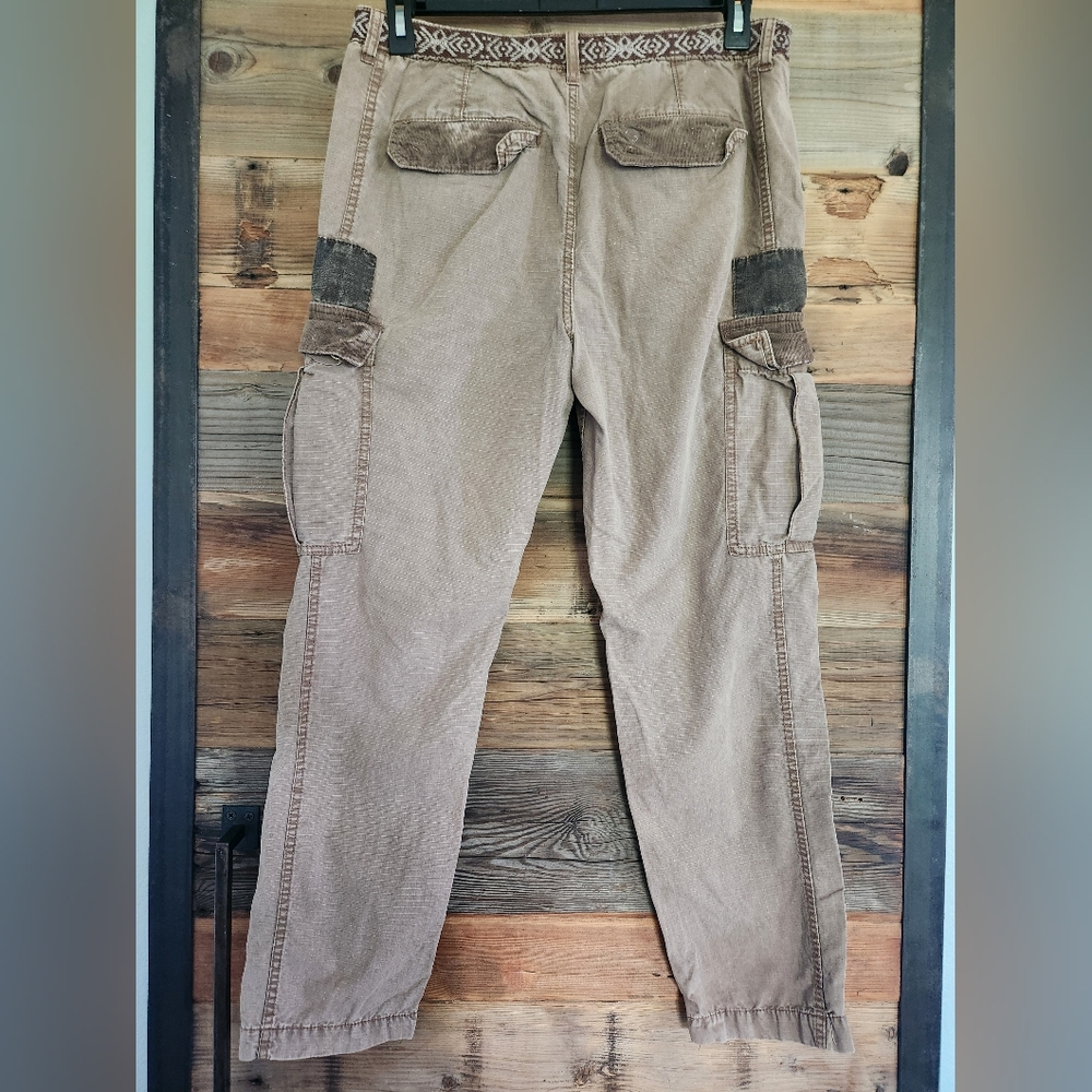 Free People Embroidered Brown Women Cargo Pants Size 30 - Picture 3 of 3